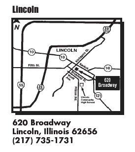 Map of Lincoln Center at 620 Broadway, Lincoln, IL  62656, (217) 735-1731