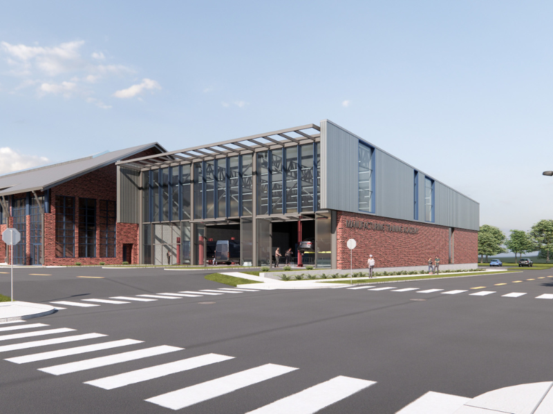 A rendering of the Advanced Manufacturing Center