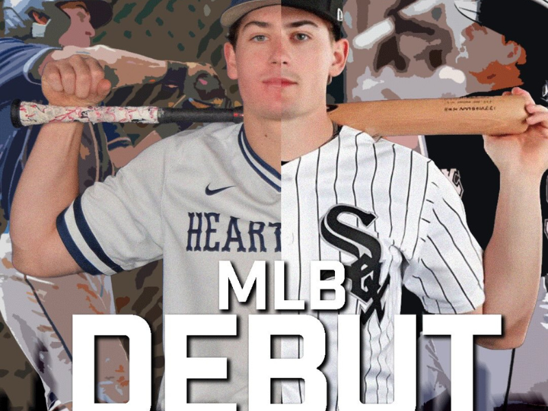 Sam Antonnacci half picture of him in a Heartland uniform, half picture of him wearing a White Sox uniform