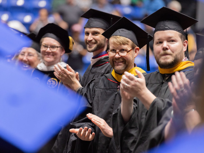 A picture of faculty at commencement