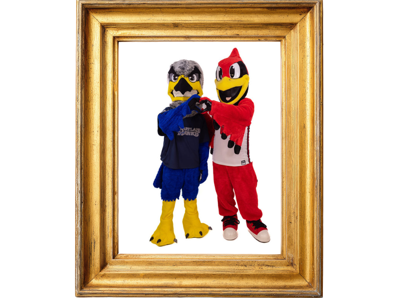 Hunter Hawk and Reggie Redbird