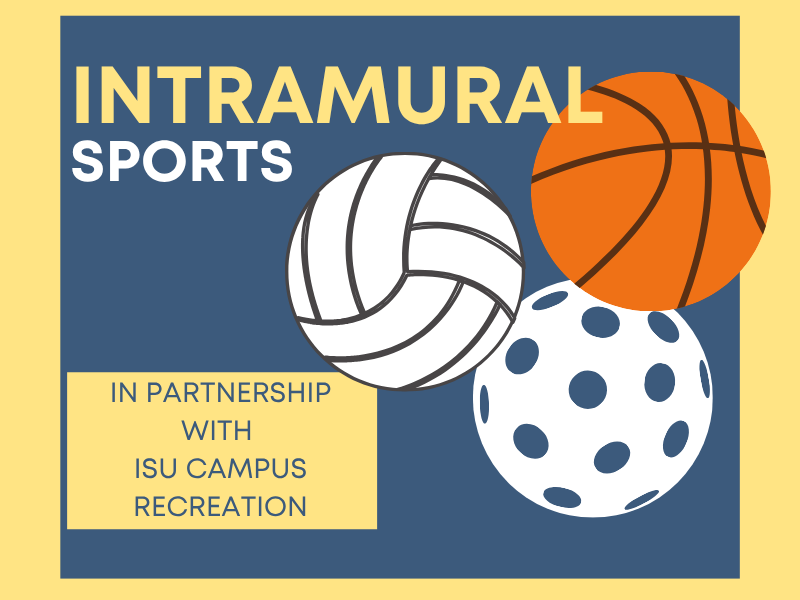 A graphic with several types of balls used in sports and the words Intramural Sports