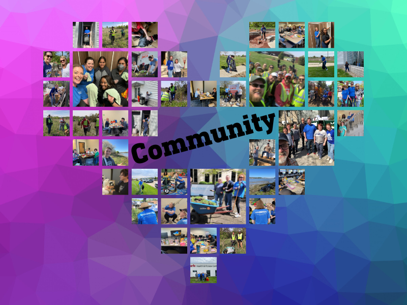 A collage of pictures taken during service day