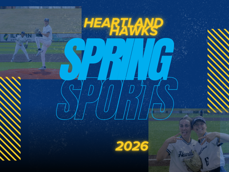 Photos of a baseball pitcher and 2 softball players with the words spring sports