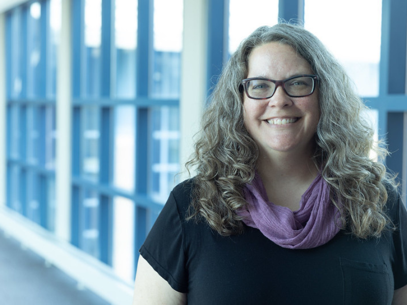 A photo of Stephanie Kratz in the hallway